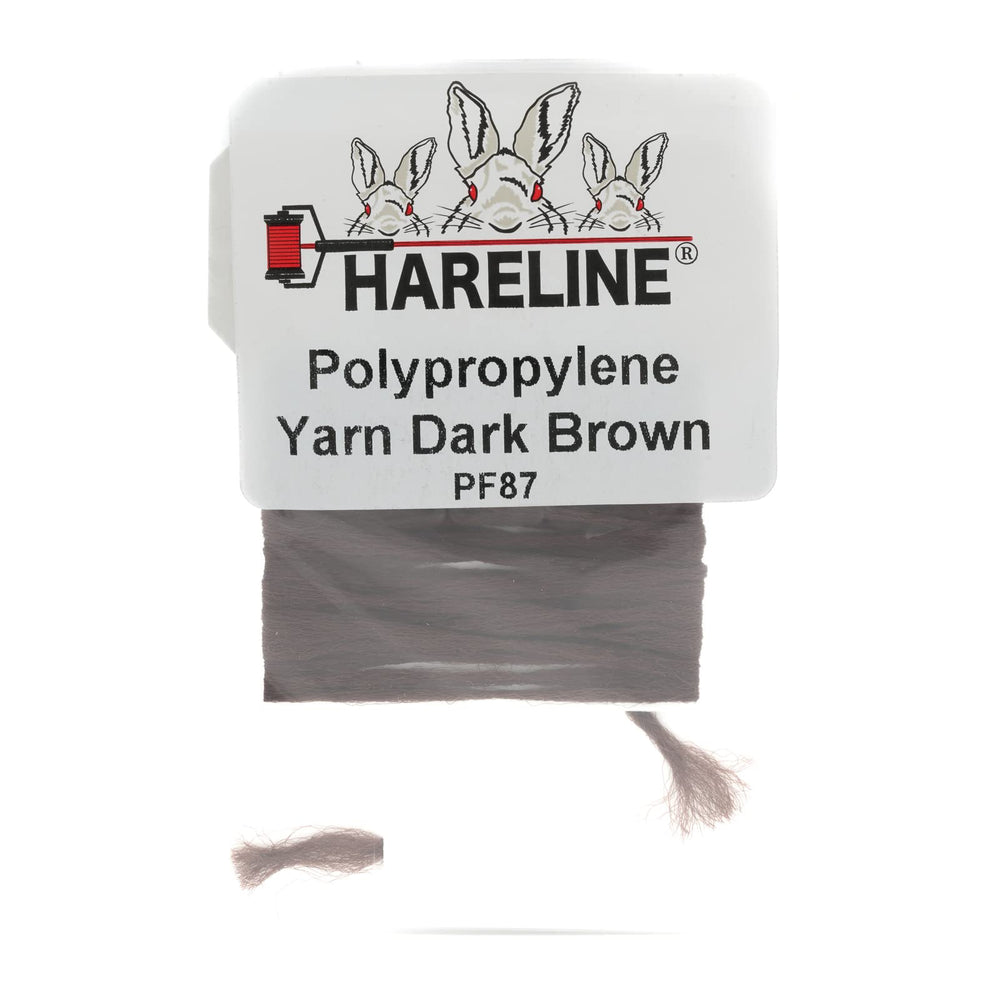 Hareline Polypropylene Yarn in dark brown, highly buoyant for posts and indicators in dry fly patterns.