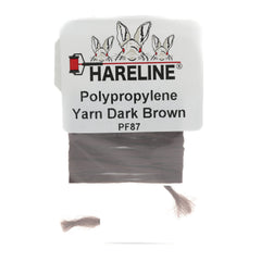Hareline Polypropylene Yarn in dark brown, highly buoyant for posts and indicators in dry fly patterns.