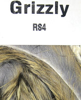 Hareline Rabbit Strips Grizzly front view with natural fur for lifelike streamers