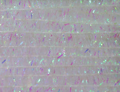Hareline solid tinsel chenille pearl close-up with built-in flash for brighter flies.