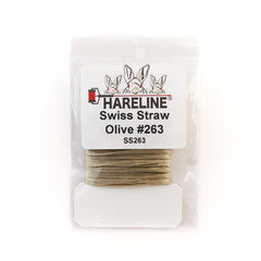 Hareline Swiss Straw Olive close-up, olive-colored straw for durable fly tying