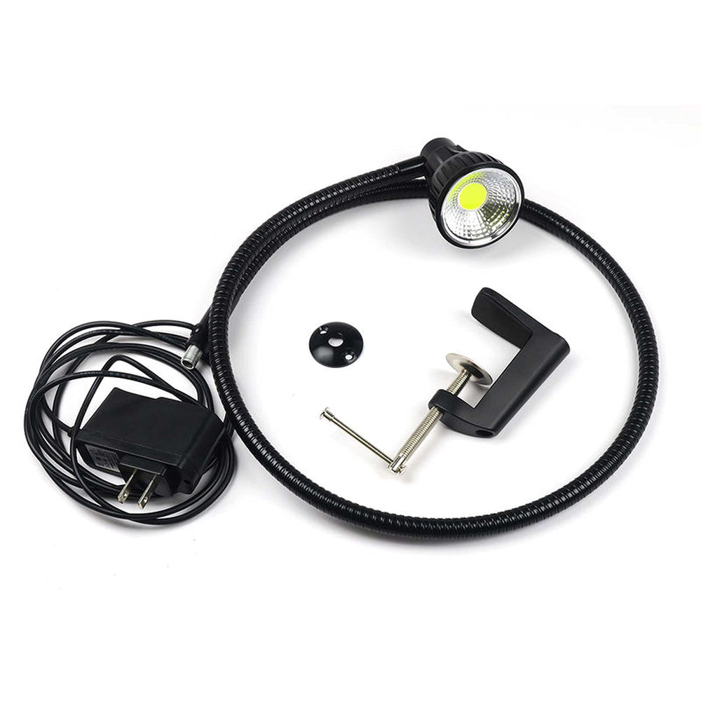Hareline Ultimate Long Neck LED Tying Light front view showing bright, focused illumination for precise fly tying