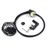 Hareline Ultimate Long Neck LED Tying Light front view showing bright, focused illumination for precise fly tying