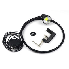 Hareline Ultimate Long Neck LED Tying Light front view showing bright, focused illumination for precise fly tying