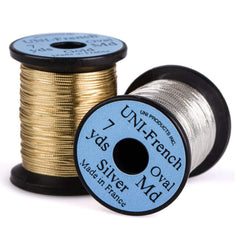 Hareline UNI-French Oval Tinsel Small Gold for ribbing nymphs and streamers.