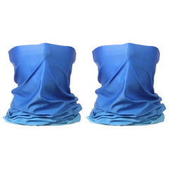 HARFINGTON cooling neck gaiter gradient blue front view for outdoor cooling and wind protection.