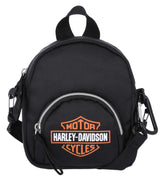 Harley-Davidson Bar & Shield mini backpack front pocket offers quick-access storage for essentials.
