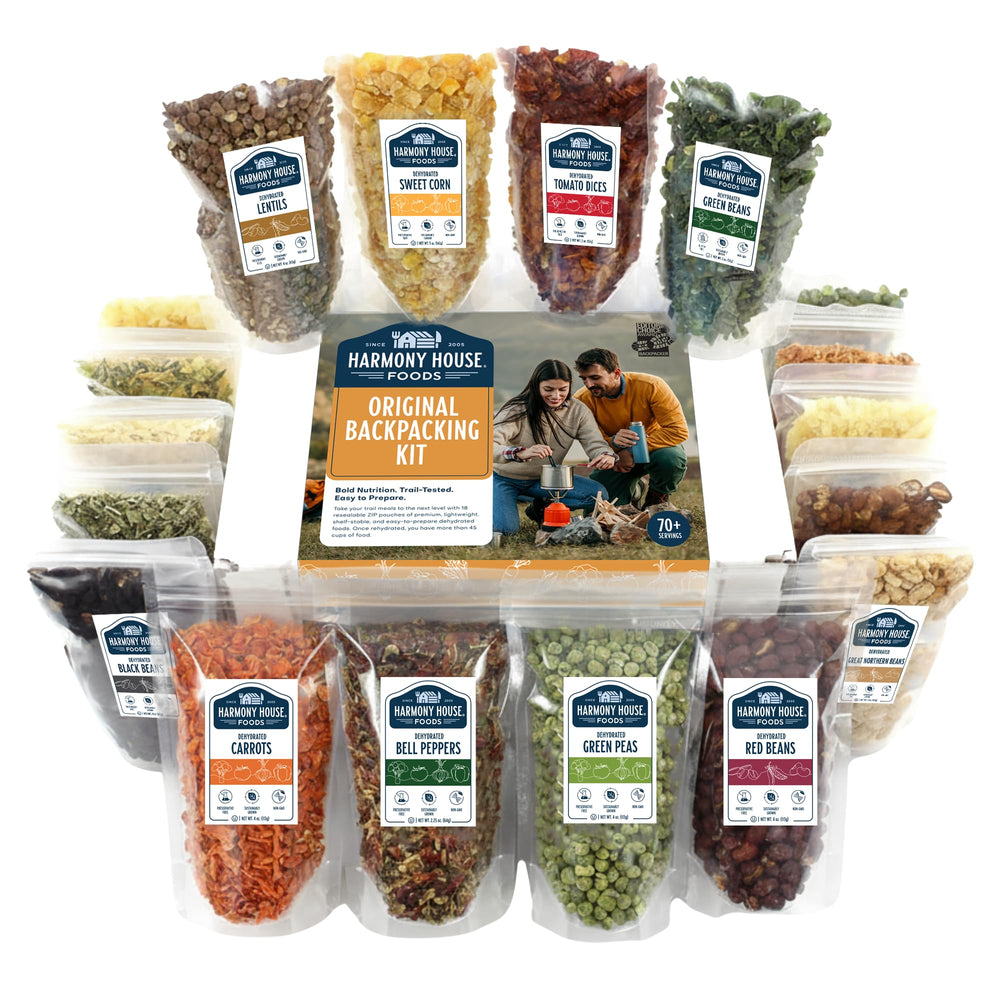 Harmony House Backpacking Kit packaging white, travel-ready for camping trips.