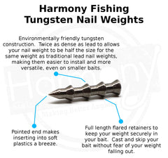 Close-up of tungsten nail weights showing compact density