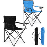 HaSteeL foldable camping chair black front view for durable outdoor seating
