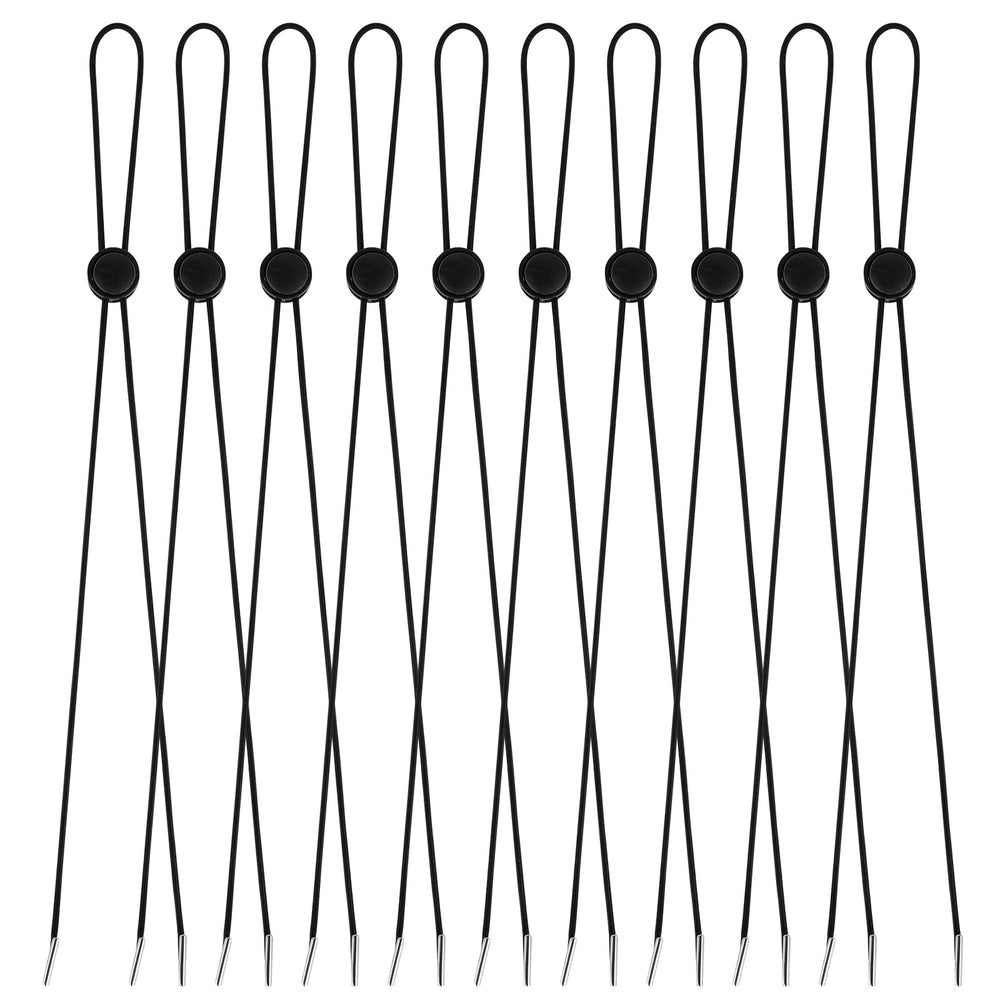 10-pack flexible hat chin cord clips in black
