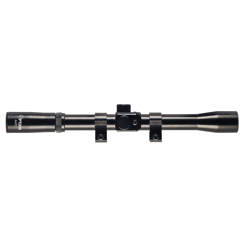 Hatson Optima 4x20mm Scope in black with 11mm dovetail scope rings.