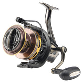 HAUT TON surf reel 8000 side view highlights rugged saltwater durability.
