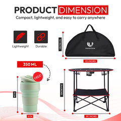 HavenCove camping table folded frame demonstrates quick setup and compact transport.