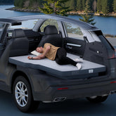 Havnby AutoLevel 4-inch foam mattress on CR-V backseat offering flat, comfortable sleep.