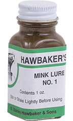 Hawbaker Lure Mink Lure #1 in glass jar delivers long-lasting scent to attract mink.