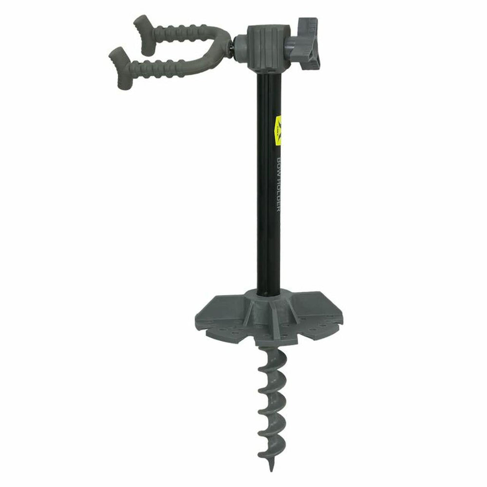 Hawk Earth Anchor Bow Holder with ground plate stabilizes your bow on uneven terrain.
