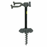 Hawk Earth Anchor Bow Holder with ground plate stabilizes your bow on uneven terrain.
