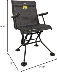 Hawk Stealth Spin Chair pivoting feet stabilize on soft ground for stability.