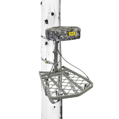 Hawk Ultra Lite Hang-On platform with memory foam seat for all-day comfort.