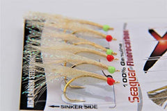 Hayabusa EX121 Gold Flasher Sabiki rig in-action image shows quick setup for pier or boat fishing.