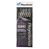 Hayabusa EX129 UV Mackerel Skin Sabiki rig glows to boost visibility at dawn.