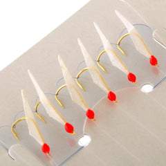 S-002AE Hage Fish Skin Sabiki Rig showing aligned hooks for efficient multi-target baiting.