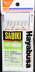 Hayabusa S-068AE-4 Hage Aurora Sabiki hooks size 4 for rapid baiting and quick rigging.