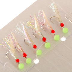 Hayabusa S-500E-6 mix yarn mackerel in action shows versatile sabiki use.