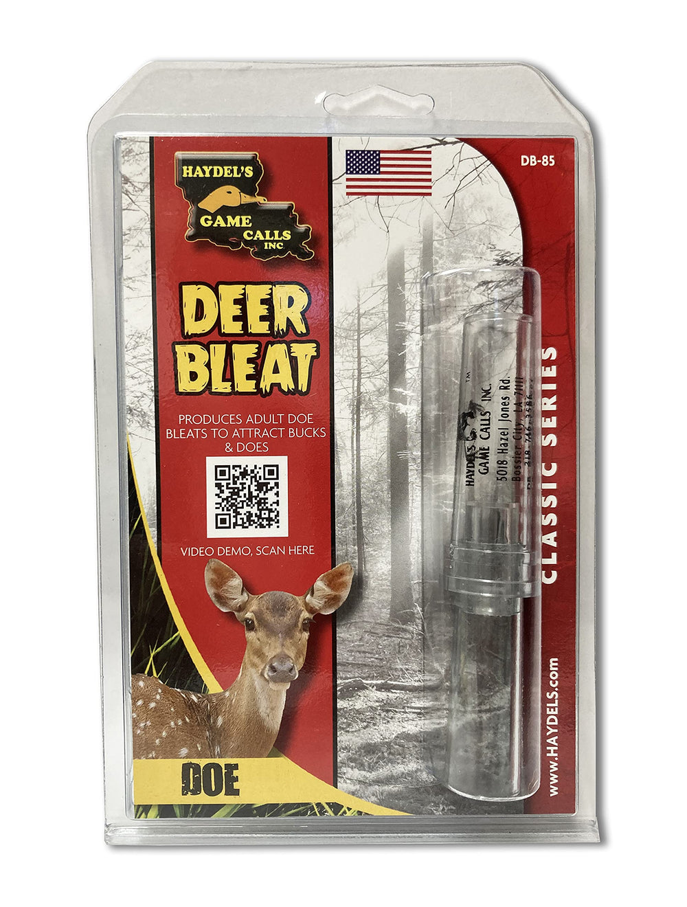 Haydel's DB-85 Doe Bleat Call with realistic doe sound for deer calls.