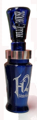 Haydel's Full House acrylic blue duck call in close view with vibrant tone