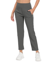 HDE travel pants show high waist and zippered pockets for secure on-the-go essentials