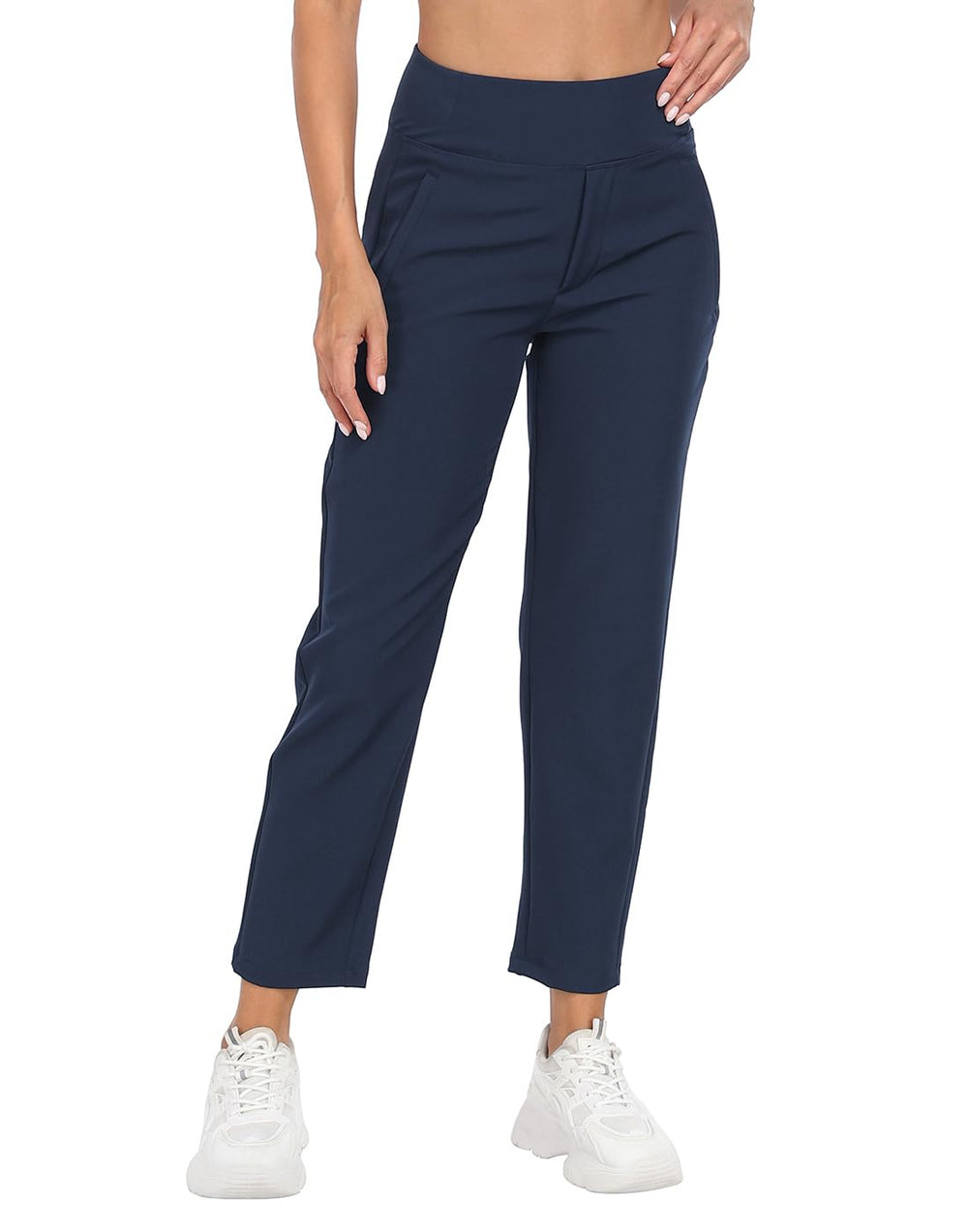 HDE Women's Travel Pants front view shows high waist for all day comfort