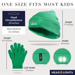 HEAD LIGHTZ kids beanie with gloves set for cold-weather warmth and safety.
