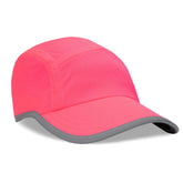 Headsweats performance race hat in neon pink with reflective trim for dusk visibility