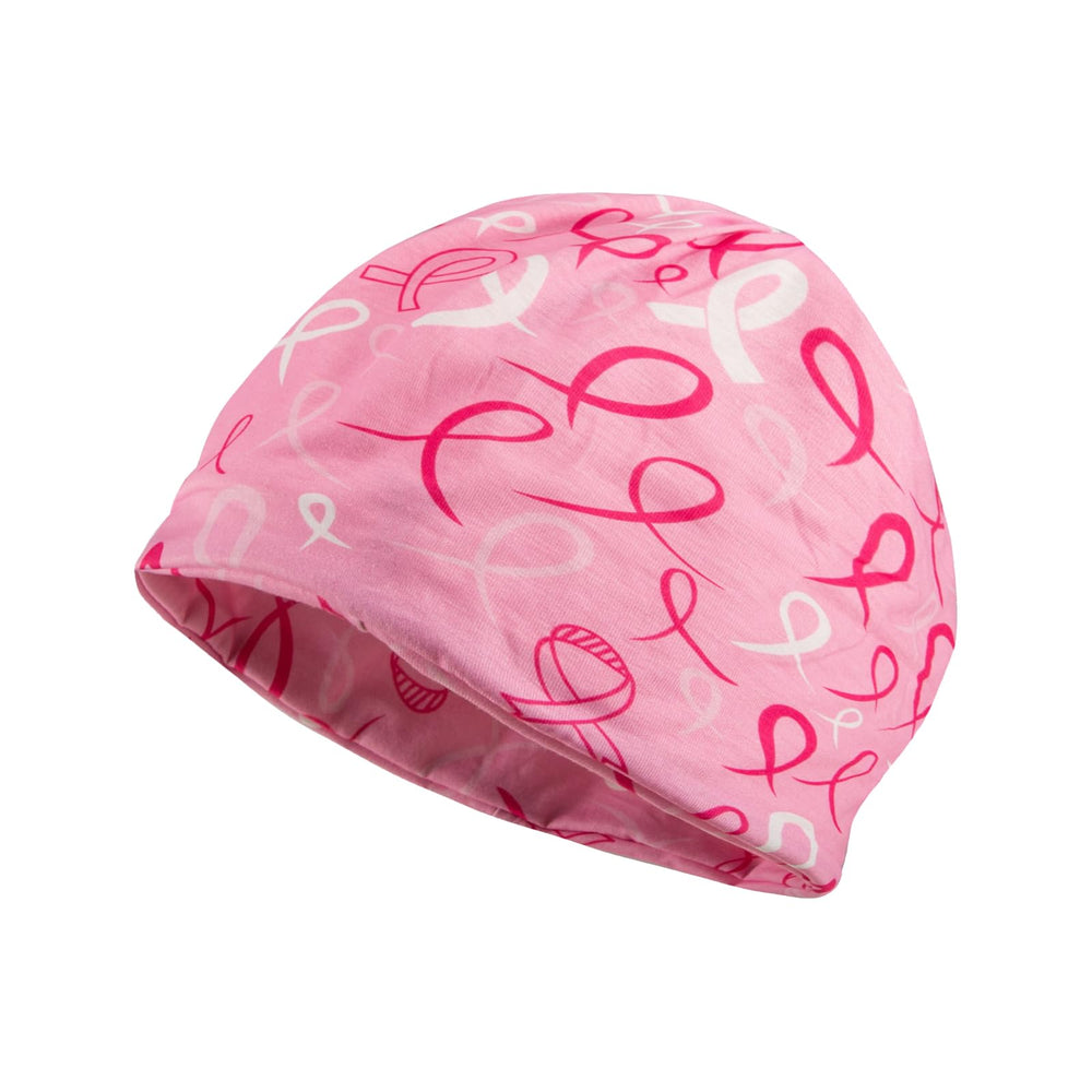 Front view of pink Heart Beanie Chemo Hat