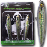 Front view of Heart Pounder 5-inch catfish rattling line float in green crappie color