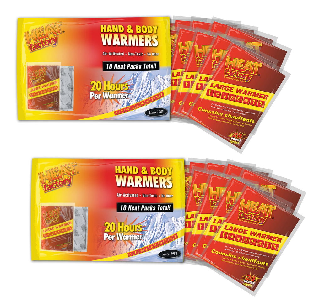 Heat Factory large hand and body warmer in 10-pack for pockets and sleeping bags for outdoor warmth