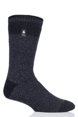 HEAT HOLDERS Men's Rook Original Block Twist Crew Socks soft fabric close-up for cozy, day-long wear.