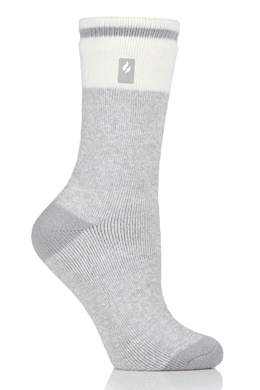 HEAT HOLDERS Viola LITE Twist Crew Sock front view showcases soft, warm fabric ideal for cool hikes.