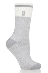 HEAT HOLDERS Viola LITE Twist Crew Sock front view showcases soft, warm fabric ideal for cool hikes.