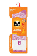 HEAT HOLDERS Viola LITE Twist Crew Sock side view emphasizes ribbed cuff for non-binding comfort.