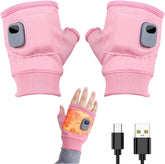 Heated Gloves pink with digital display on the wrist for precise heat control.