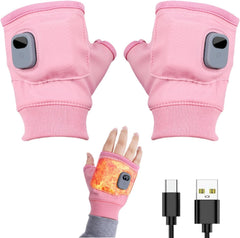 Heated Gloves pink with digital display on the wrist for precise heat control.