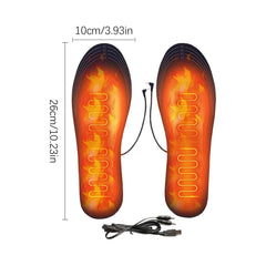 Heated shoe insoles show soft breathable fabric for comfortable, all-day warmth.