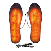 Heated shoe insoles with USB power and 1.5m cable keep feet warm during long trips.