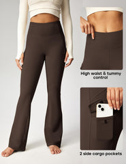 Heathyoga cargo pants high-rise flare fit provides secure coverage during hikes.