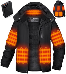 Hecusma heated jacket front view showcasing eight heating zones for core warmth.