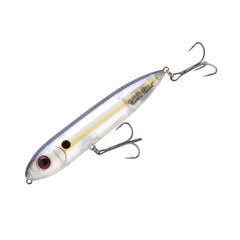 Heddon Rattle Spook Pearl Shad profile with rattling action to attract topwater strikes.