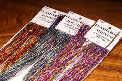 Hedron Magnum holographic Flashabou Black adds 3D color depth for lures, flies, and crafts.